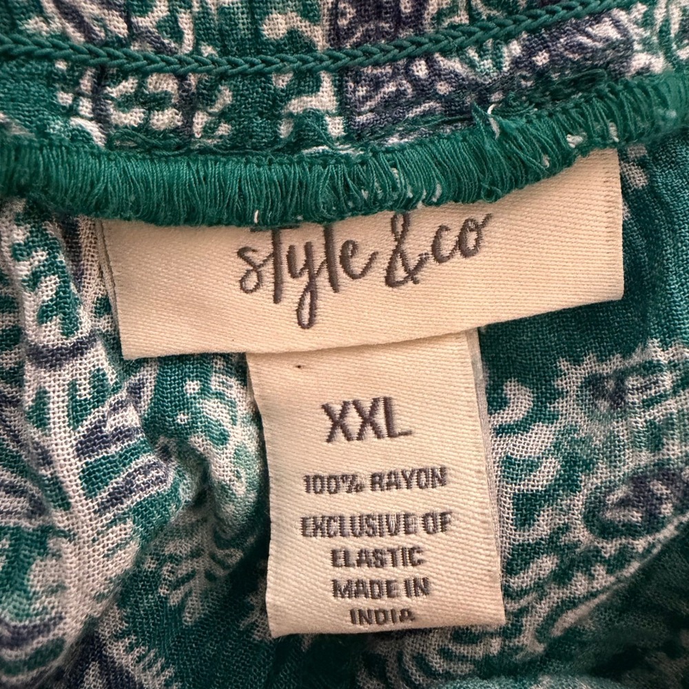 Style & Co Womens XXL Green Paisley Wide Leg Mid Rise Comfort Waist Pants NWT - Picture 6 of 9
